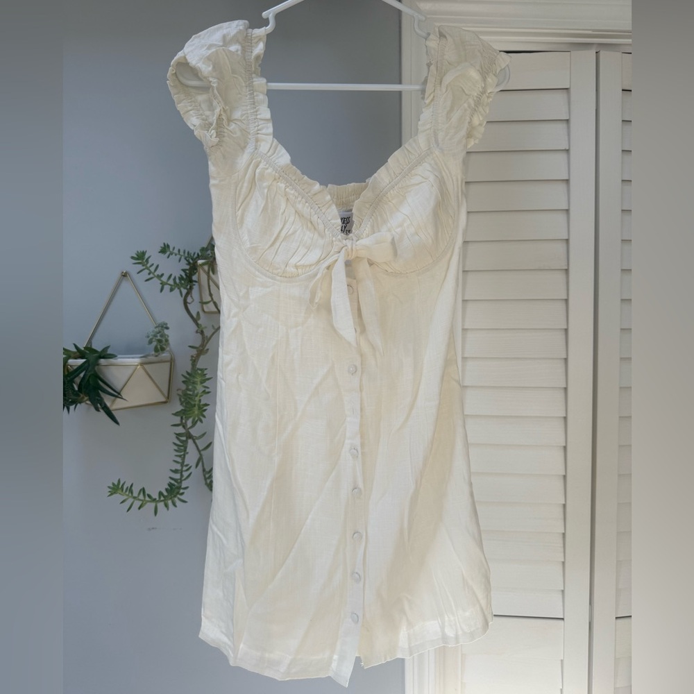 Princess Polly Cream Button-Down Mini Dress